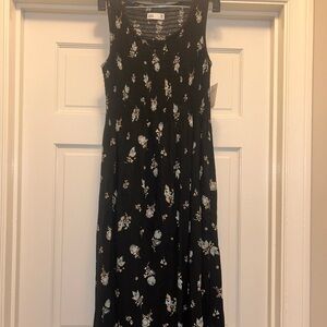 Croft & Barrow Black Floral Midi Dress
